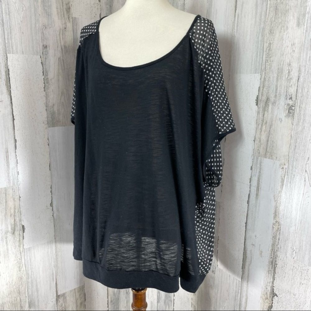 Torrid Women's Plus Size Black Sheer Polka Dot Short Sleeve  Shirt Top‎ Blouse 4